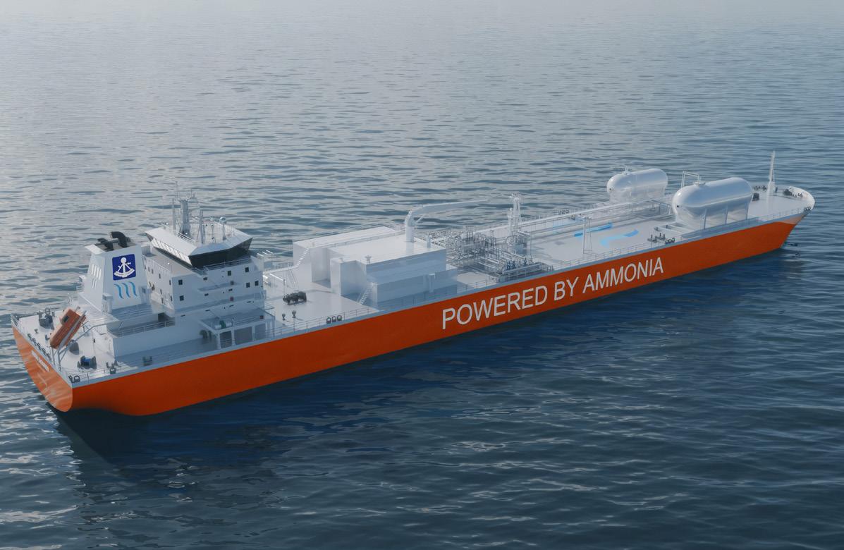 An ammonia powered navigator gas ship